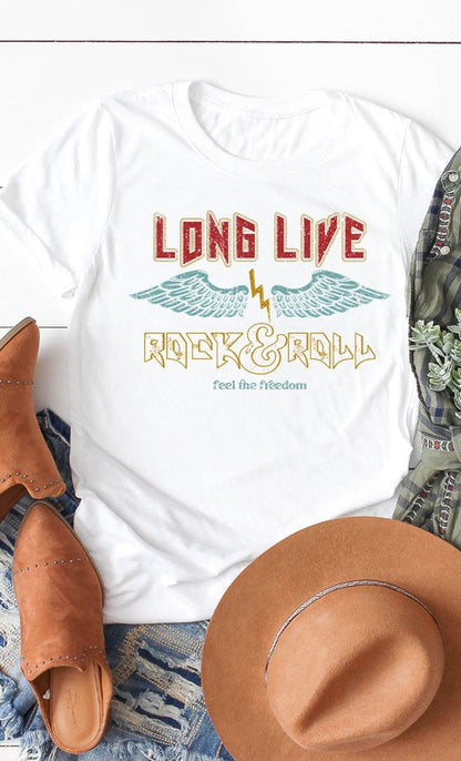 Vintage Long Live Rock and Roll Graphic Tee Shirt