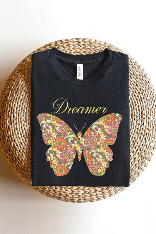 Dream Floral Butterfly Graphic T Shirts