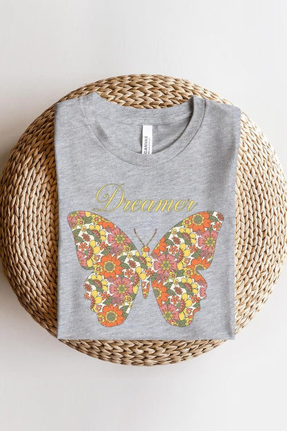 Dream Floral Butterfly Graphic T Shirts