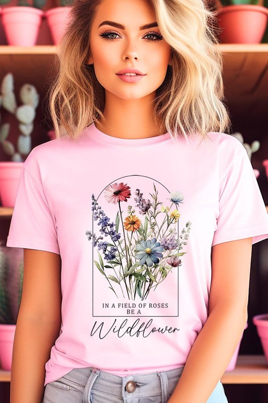 Roses Wildflower Floral Meadow Graphic T Shirts