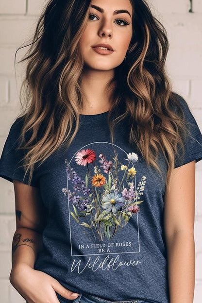 Roses Wildflower Floral Meadow Graphic T Shirts