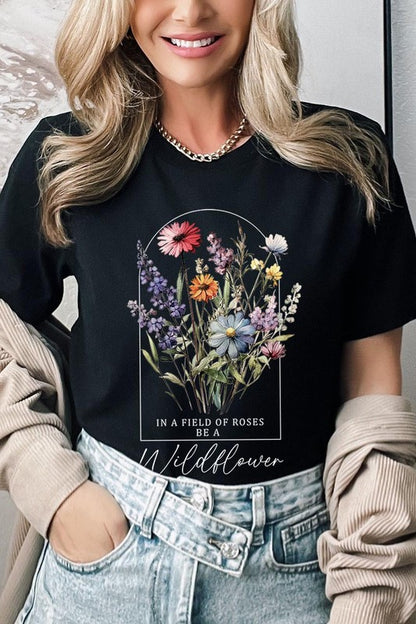 Roses Wildflower Floral Meadow Graphic T Shirts