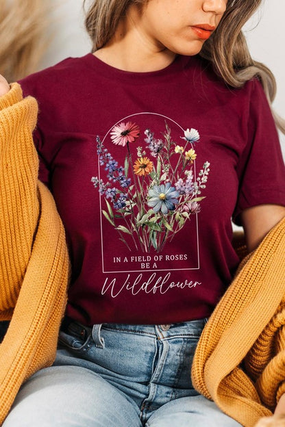 Roses Wildflower Floral Meadow Graphic T Shirts