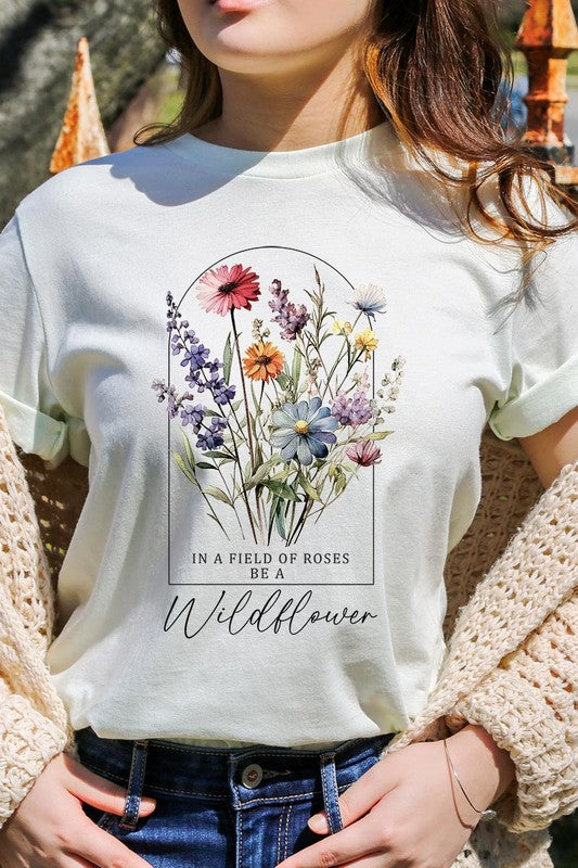 Roses Wildflower Floral Meadow Graphic T Shirts