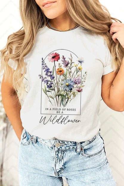 Roses Wildflower Floral Meadow Graphic T Shirts