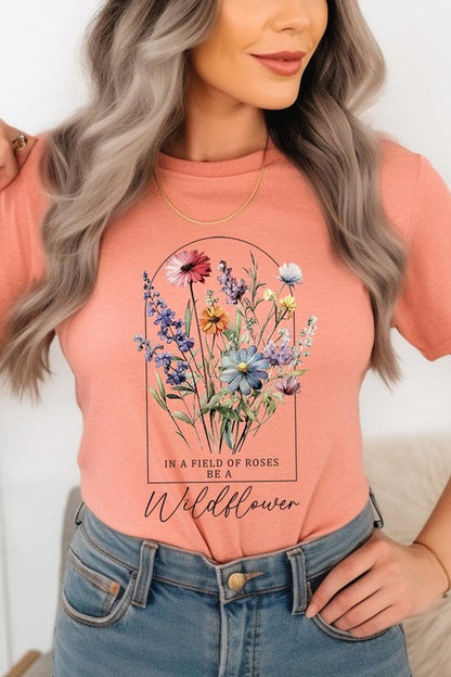 Roses Wildflower Floral Meadow Graphic T Shirts