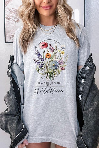 Roses Wildflower Floral Meadow Graphic T Shirts