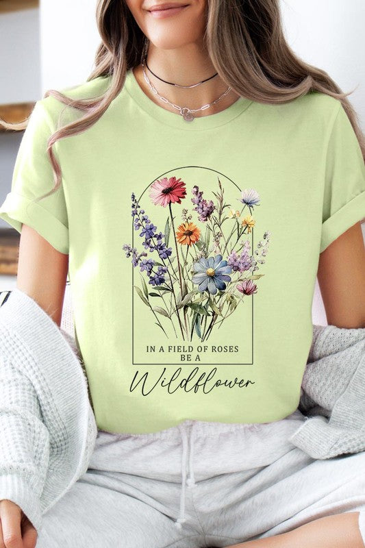 Roses Wildflower Floral Meadow Graphic T Shirts