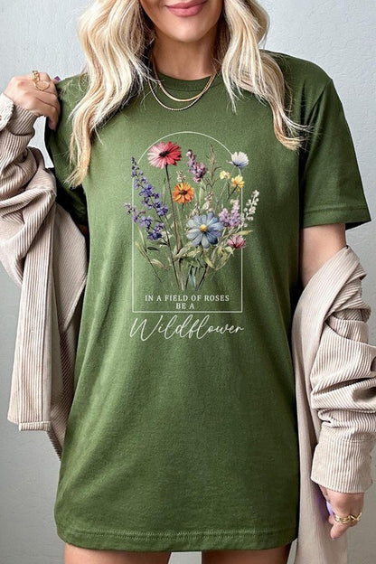 Roses Wildflower Floral Meadow Graphic T Shirts