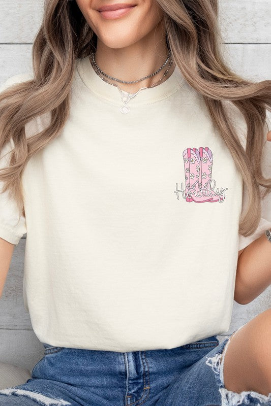 Howdy Small Cowgirls Boot Country Western Graphic Tee Shirt