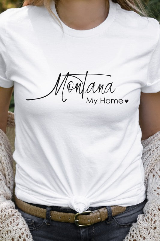 Montana My Home Heart State Graphic Tee Shirt