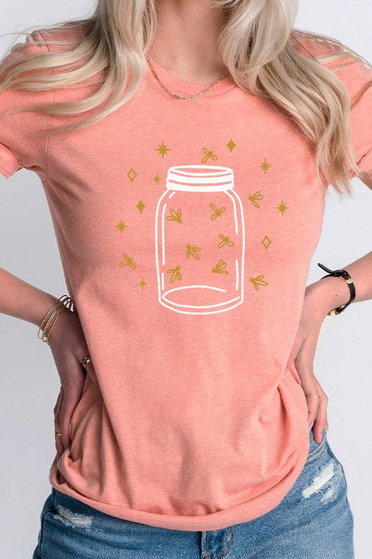 Fireflies in a Jar Glow Summer Nights Graphic Tee Shirt