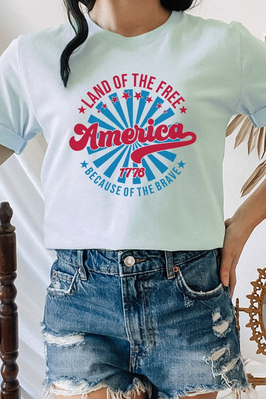 America Land Of The Free Of The Brave Graphic Tee Shirt