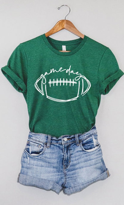 Cursive Football Game Day Graphic Tee Shirt