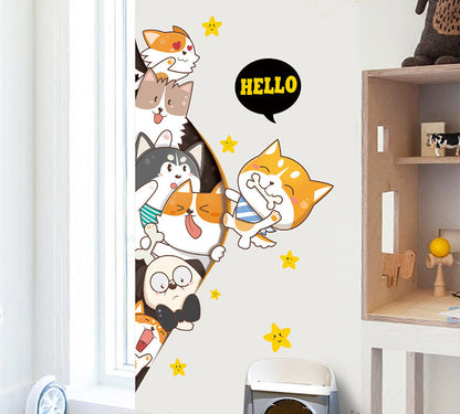 Cartoon Cat Wardrobe Stickers Creative Room Decoration Stickers Cat Litter Wall Stickers