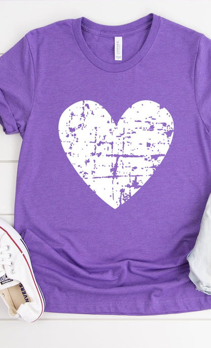 Distressed Heart Graphic Tee Shirt