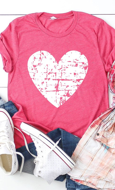 Distressed Heart Graphic Tee Shirt