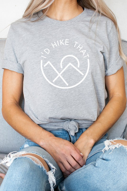 Id Hike That Abstract Mountain and Sun Graphic Tee