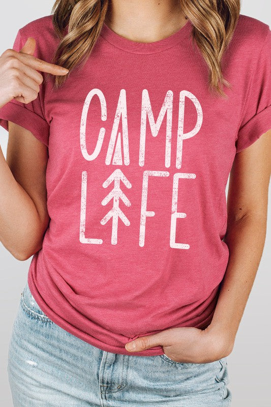 Camp Life Tree Summer Adventure Graphic Tee Shirt