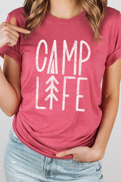 Camp Life Tree Summer Adventure Graphic Tee Shirt