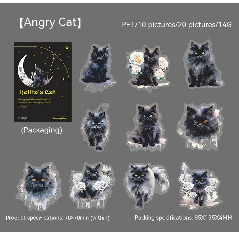 Beautiful Day PET Stickers Black Leah's Cat Series