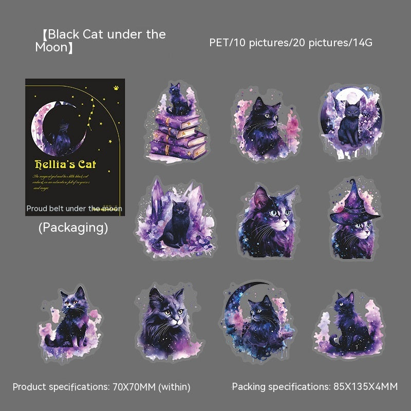 Beautiful Day PET Stickers Black Leah's Cat Series