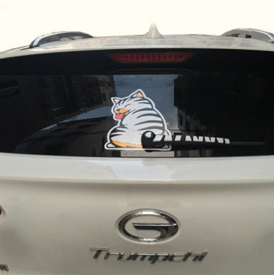 Cat rear window wiper sticker