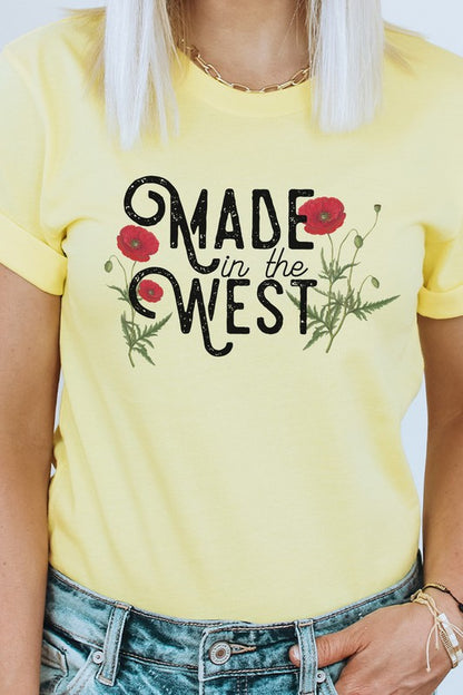 Retro Made In The West Red Flowers Graphic Tees Shirt