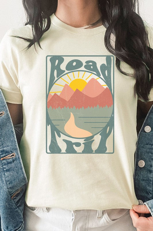 Road Trip Mountain Sunrise Adventure Graphic Tee Shirt