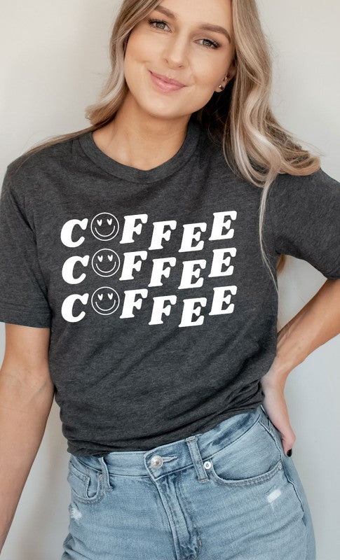 Smiley Coffee Graphic Tee Shirt