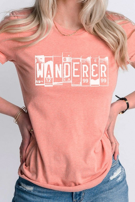 Wanderer License Plate Road Tripping Graphic Tee Shirt