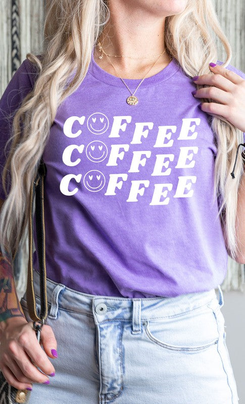 Smiley Coffee Graphic Tee Shirt