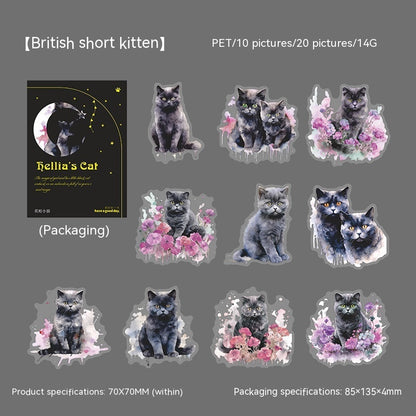 Beautiful Day PET Stickers Black Leah's Cat Series