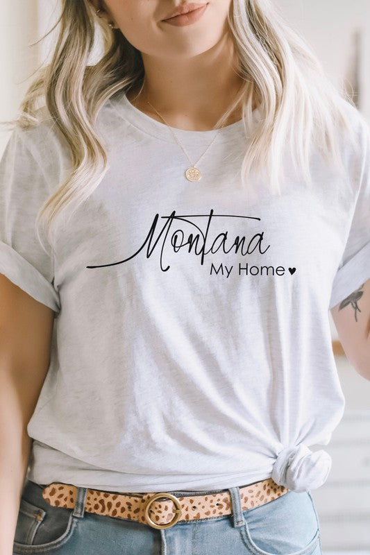 Montana My Home Heart State Graphic Tee Shirt