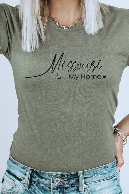 Missouri My Home Heart State Graphic Tee Shirt