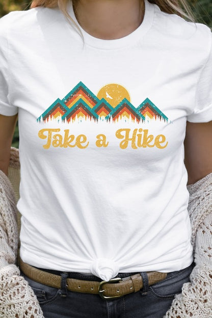 Take A Hike Forest Mountains Sunrise Graphic Tee Shirt