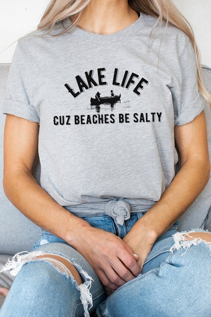 Lake Life Cuz Beaches Be Salty Rowboat Graphic Tee Shirt