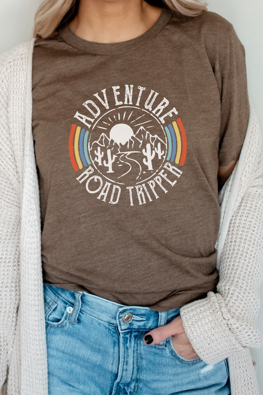 Adventure Road Tripper Desert Rainbow Graphic Tee Shirt