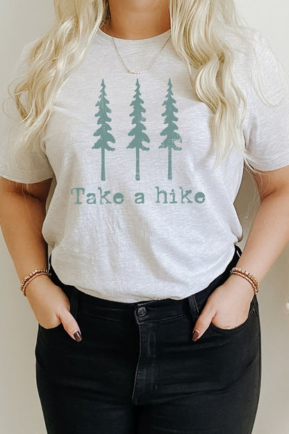 Pine Trees Take A Hike Summer Trip Graphic Tee Shirt