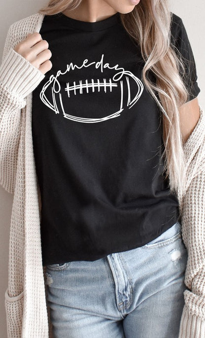 Cursive Football Game Day Graphic Tee Shirt