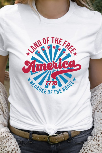 America Land Of The Free Of The Brave Graphic Tee Shirt