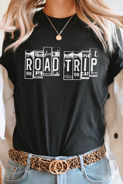 Road Trip License Plate Vacation Graphic Tee Shirt