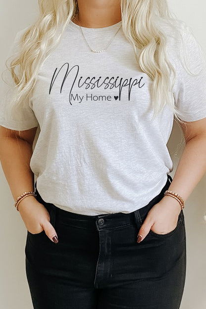 Mississippi My Home Heart State Graphic Tee Shirt