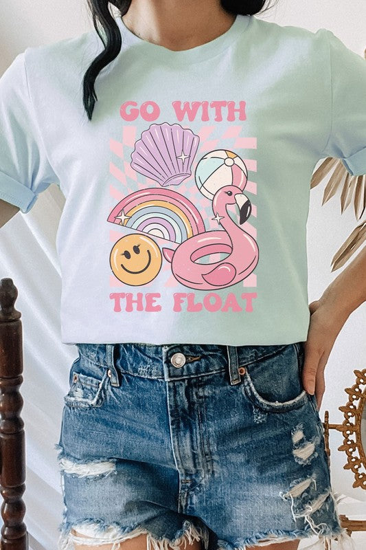 Distressed-Go With The Float Pool Toys Floaty Graphic Tee Shirt