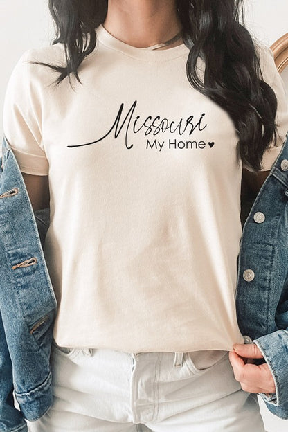 Missouri My Home Heart State Graphic Tee Shirt