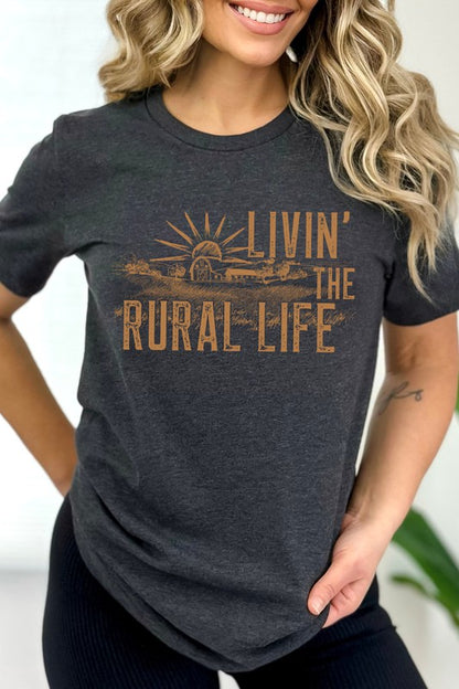 Livin The Rural Life Western Farm Graphic Tee Shirt