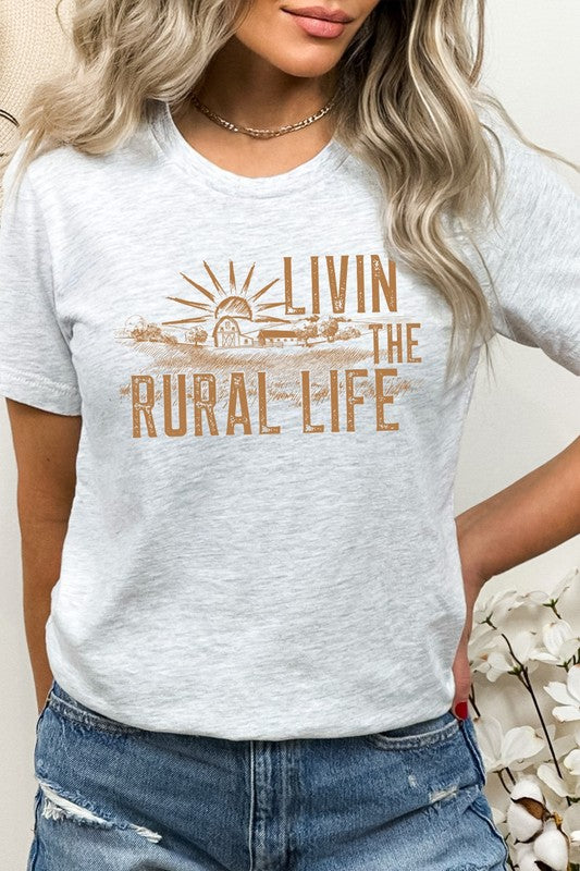 Livin The Rural Life Western Farm Graphic Tee Shirt