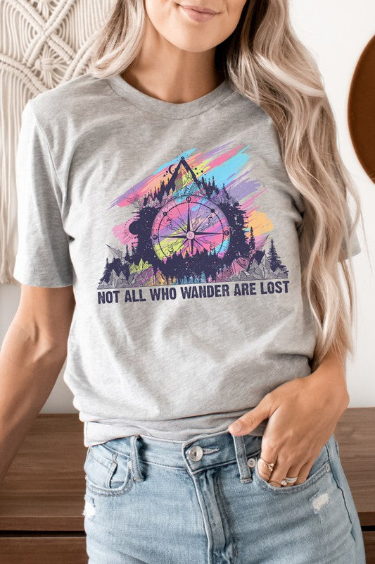 Not All Who Wander Are Lost Mountain Graphic Tee Shirt