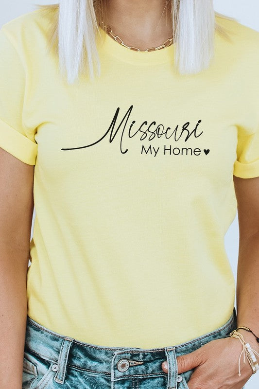 Missouri My Home Heart State Graphic Tee Shirt