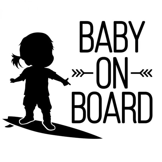 Vinyl Decal Baby On Board Surfing Sign